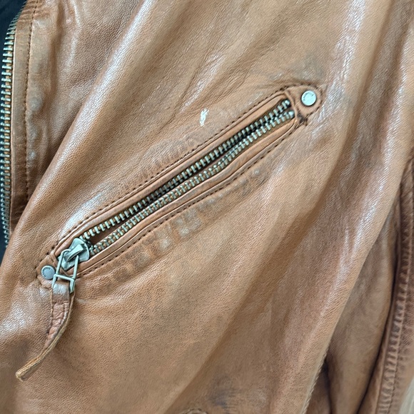 Men's Rustic Brown Leather Military Jacket - Picture 6 of 11